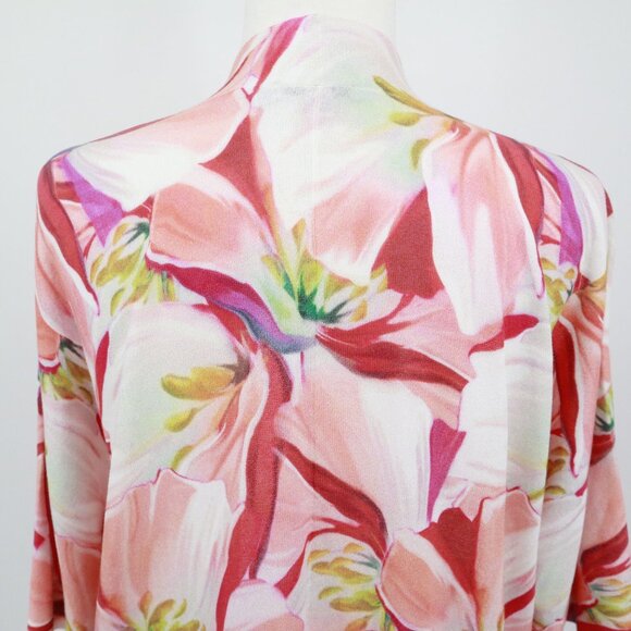 Chico's Kimono Womens L Pink Bloomcore Resort Wear Vacation Beach Pool Coastal - Picture 10 of 16